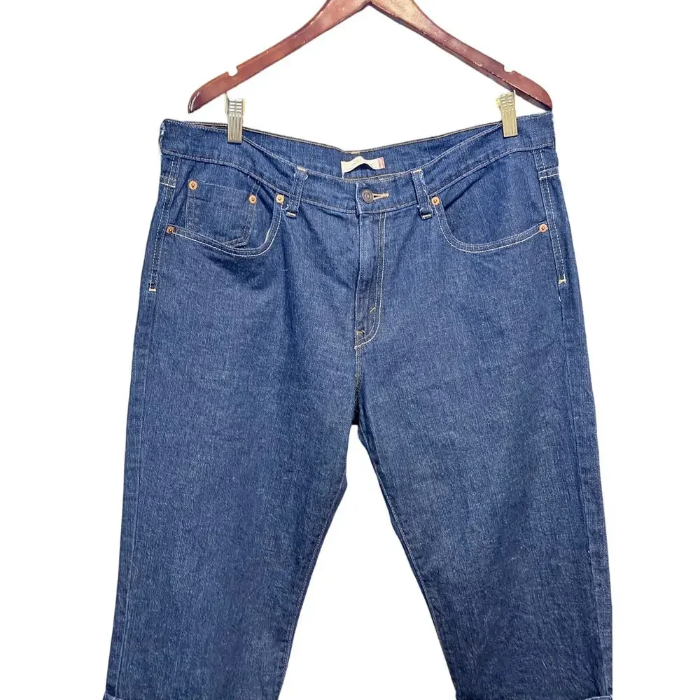 Levi’s dark wash denim capri jeans cuffed plus size 16 cotton blend Y2K stretch - Picture 4 of 7